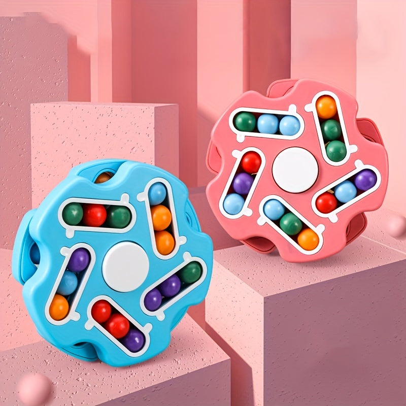 Sensuality Emporium - 1pc, Red And Blue Rubik's Cube Rolling Ball, Disk Rotating Magic Beans Fingertip Decompression Finger Gyro Educational Toys, Creative Small Gift, Holiday Accessory