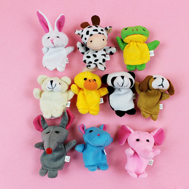 Sensuality Emporium - 10 Pcs/Lot Mini Funny Soft Plush Toys Cartoon Biological Animal Finger Puppet For Child Baby Favor Dolls