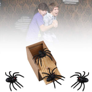 Sensuality Emporium - Funny Scare Box Prank Spider Wooden Fidget Anti-stress Interest Play Trick Joke Surprise Adult Halloween Toys For Children Gifts