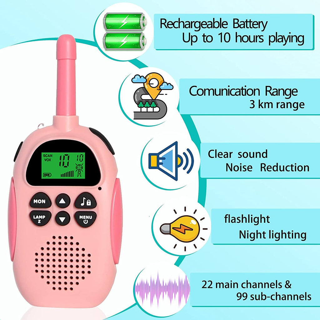 YYDS - Kids Toys Rechargeable Walkie Talkie Boys Toys; Outdoor Toys For 3 4 5 6 7 8 Year Old Boys &Girls; Gift For Girls Boys (blue &pink)