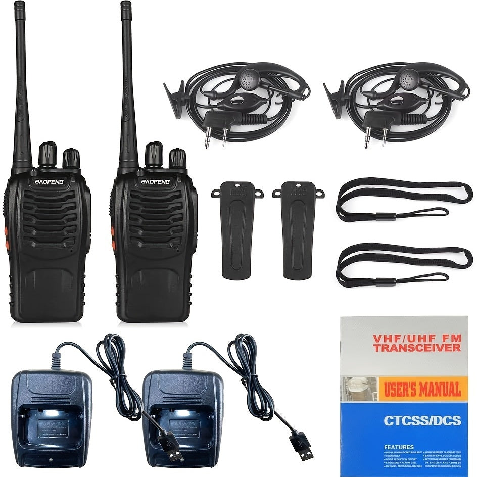 YYDS - 2pcs BAOFENG BF-888S Two Way Radio UHF Portable Walkie Talkies; Amateur Radio Handheld For Hiking Biking Camping