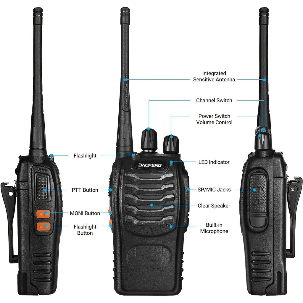 YYDS - 2pcs BAOFENG BF-888S Two Way Radio UHF Portable Walkie Talkies; Amateur Radio Handheld For Hiking Biking Camping
