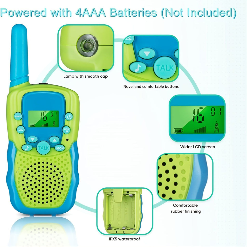 YYDS - 2pcs/pack Kids Walkie Talkie 22 Channel Bidirectional Wireless Radio Toy With Backlight LCD Flashlight For Outdoor; Camping; 3km Range Hiking