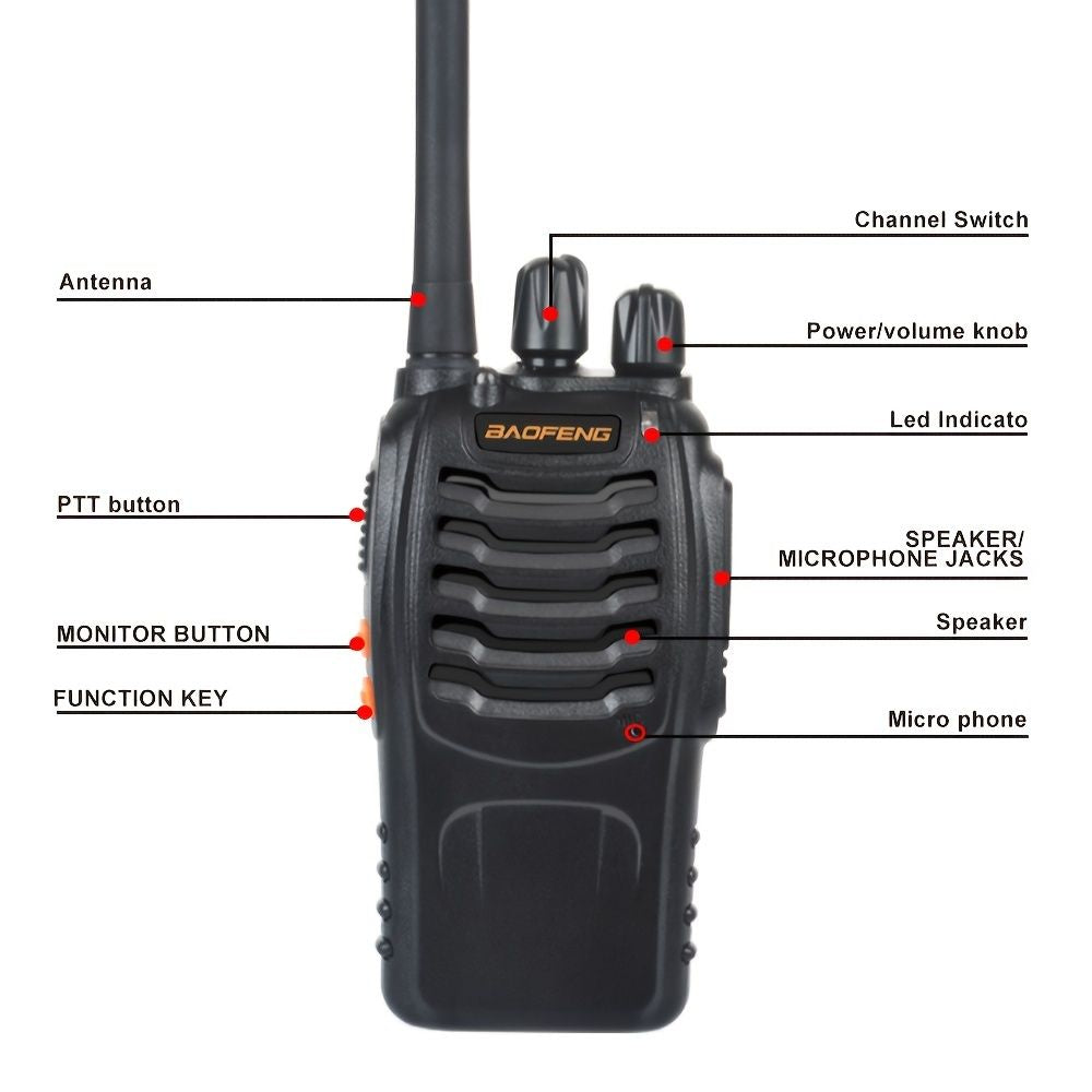 YYDS - 1pc Baofeng BF-888H Ham Two Way Radio; Walkie Talkie With Rechargeable Battery Headphone USB Charge Long Range 16 Channels