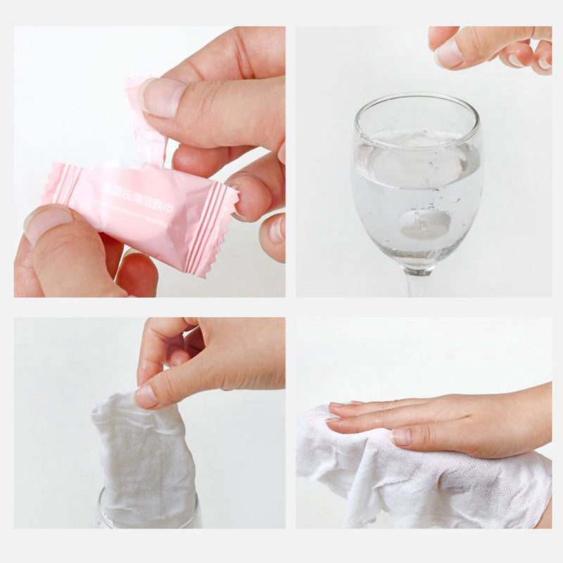 Sensuality Emporium - 30pcs Compressed Travel Cotton Towel Magic Towel Portable Face Towel Soft Napkin Perfect Candy Tissue Water Wet Cleaning Wipe