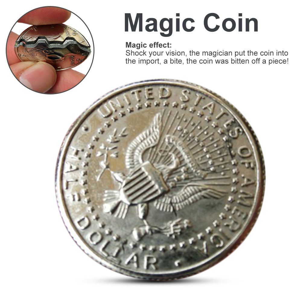 Sensuality Emporium - Magic Coins &amp; Paper Money Bite Restored Illusion Coin For Magic Show Bitten Coin Half Dollar Magician Coin Dropshipping