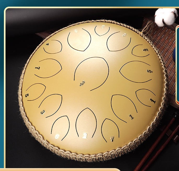 YYDS - 14-inch 15-tone Kongling Drum Guofeng Lotus Drum Steel Tongue Drum Percussion Instrument