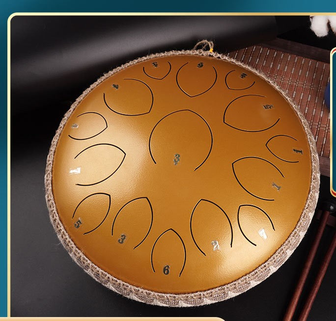 YYDS - 14-inch 15-tone Kongling Drum Guofeng Lotus Drum Steel Tongue Drum Percussion Instrument