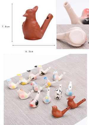 PANDA SUPERSTORE - Ceramic Bird Warbler Water Whistles for Kids Bath Toys; Set of 14