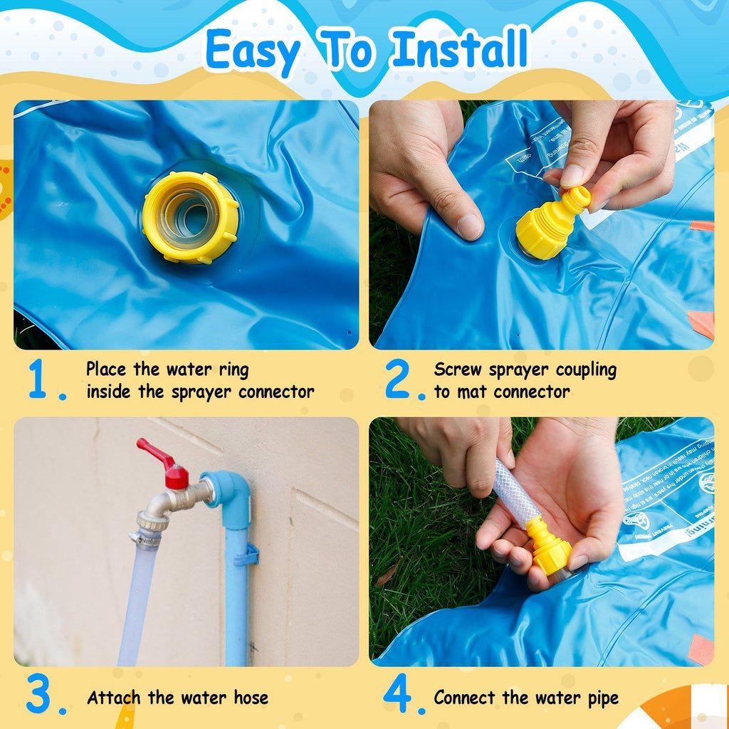 Department Store - Sprinkler Splash Pad For Kids 68IN Inflatable Blow Up Pool Sprinkle Play Mat Summer Outdoor Water Toys