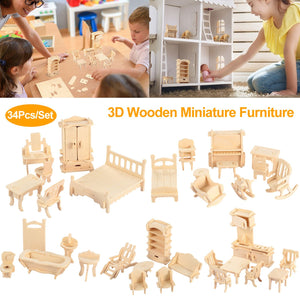 Department Store - 3D Wooden Dollhouse Furniture Puzzles DIY Miniature Furniture Models Set