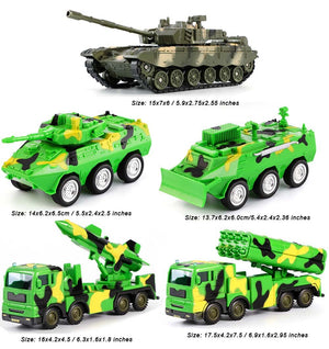 PANDA SUPERSTORE - Army Vehicle Models Car Toys Tank Toys Playset for Kids for Plastic, 5 Pack