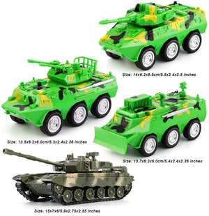 PANDA SUPERSTORE - Army Vehicle Models Car Toys Combat Vehicles Toys Tank for Plastic, 4 Pack