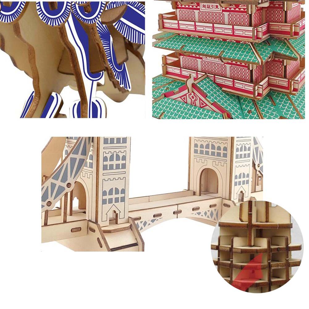 PANDA SUPERSTORE - Sailboat Wooden 3D Model Puzzle Kids DIY Jigsaw Assembly Building Blocks