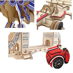 PANDA SUPERSTORE - Racing Car Wooden 3D Model Puzzle Kids DIY Jigsaw Brain Teaser Building Blocks