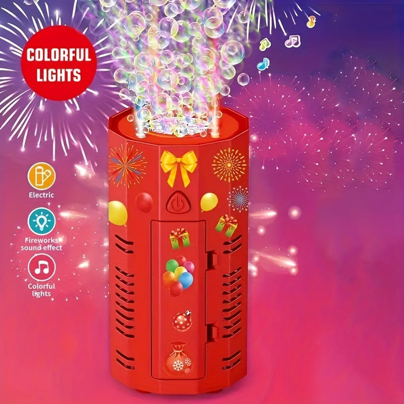 Novelty - Happy Bubble Machine 12 Holes With Lighting And Sound Effects Holiday Party Children's Party Bubble Machine Self-purchased 4*AA Batteries Need To Buy Bubble Liquid To Use