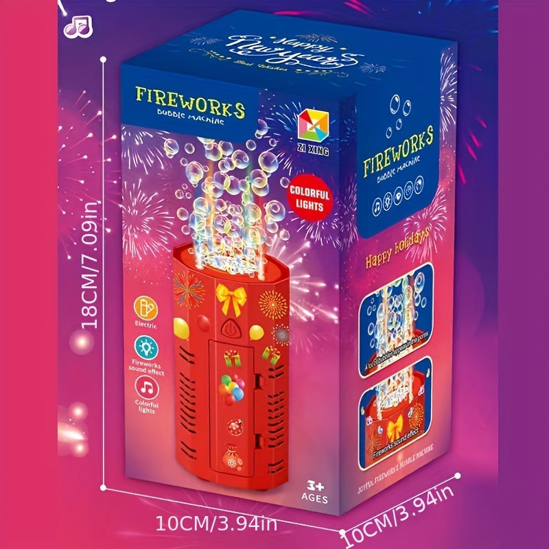 Novelty - Happy Bubble Machine 12 Holes With Lighting And Sound Effects Holiday Party Children's Party Bubble Machine Self-purchased 4*AA Batteries Need To Buy Bubble Liquid To Use