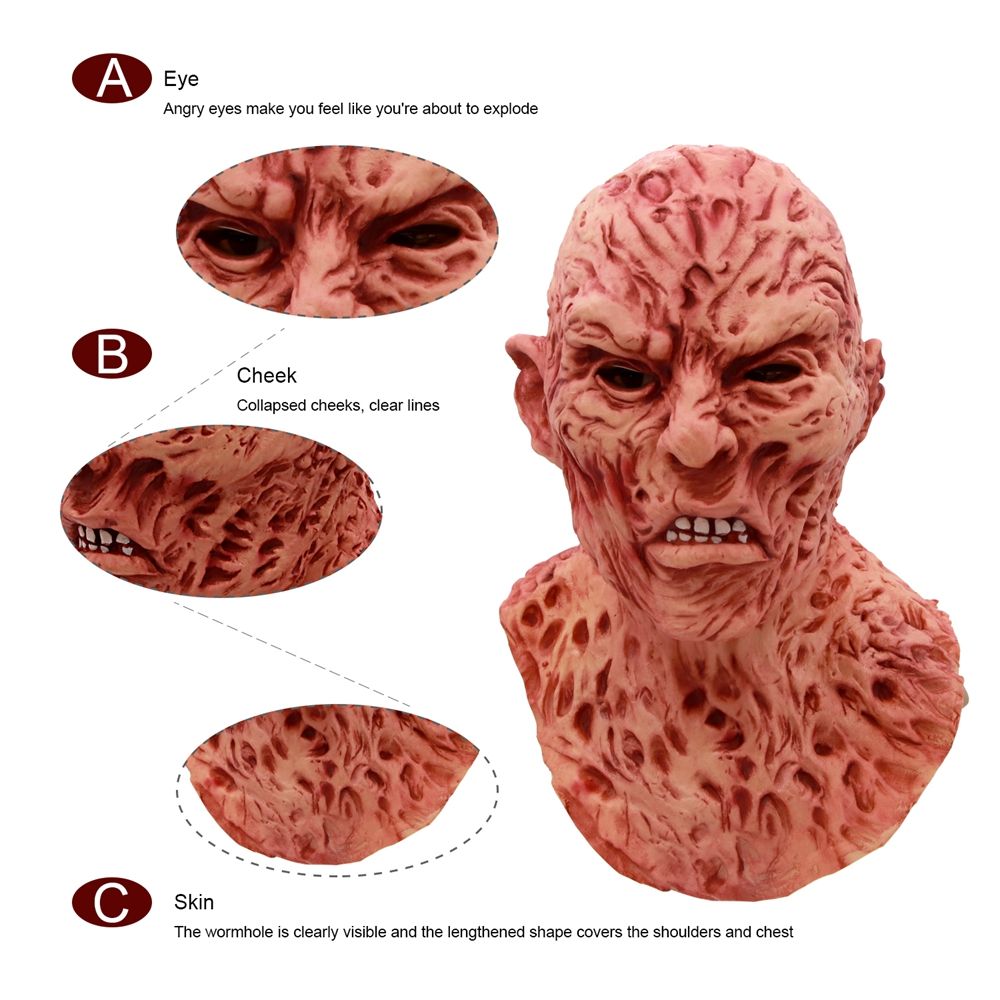 Novelty - Halloween Freddy Krueger Horror Mask Realistic Adult Party Costume Deluxe Halloween Mask Scary Carnival Cosplay Props