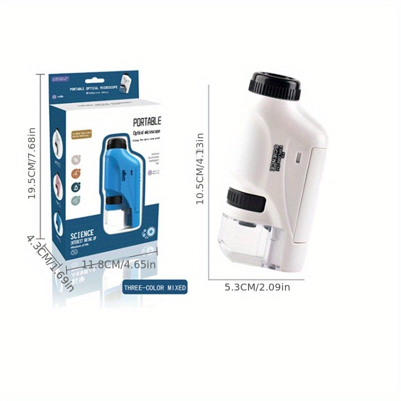 popmarket - Pocket Microscope For Kids, Portable Handheld Mini Microscope Toy, Kids Microscope With LED Light 60X-120X Explore The Wonders Of Nature With This Portable Microscope Toy