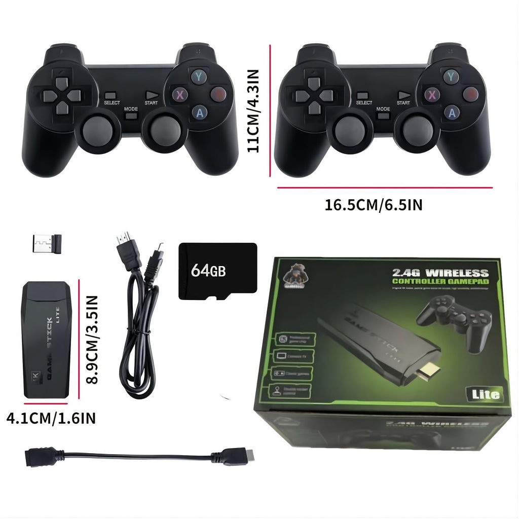 oh my god - Wireless Retro Game Console- Plug & Play Video TV Game Stick With 10000+ Games Built-in- 64G- 9 Emulators- 4K HDMI Output For TV With Dual 2.4G Wireless Controllers