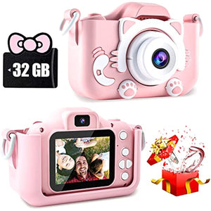 oh my god - Kids Selfie Camera-  Kids Camera Toys For 3-12 Year Old Boys/Girls- Kids Digital Camera With Video- Christmas Birthday Festival Gifts For Kids - 32GB SD Card