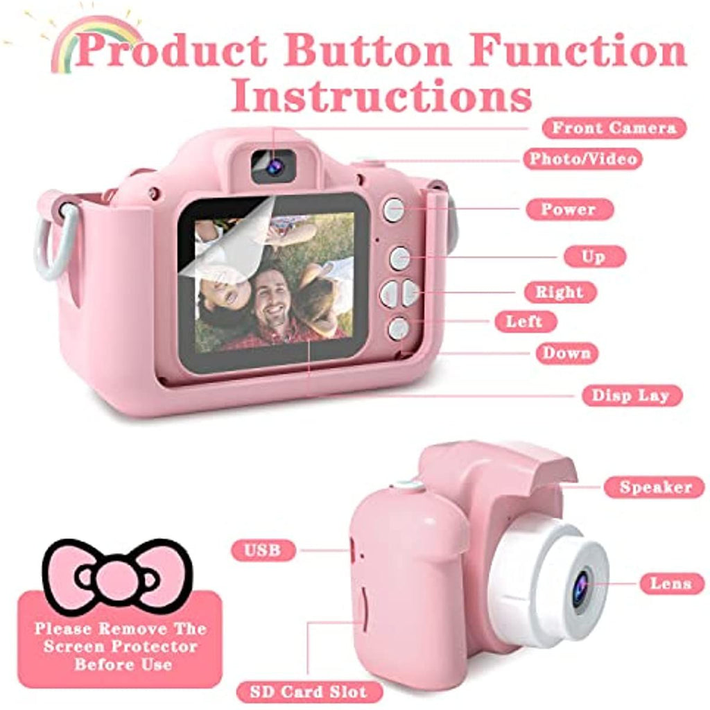 oh my god - Kids Selfie Camera-  Kids Camera Toys For 3-12 Year Old Boys/Girls- Kids Digital Camera With Video- Christmas Birthday Festival Gifts For Kids - 32GB SD Card