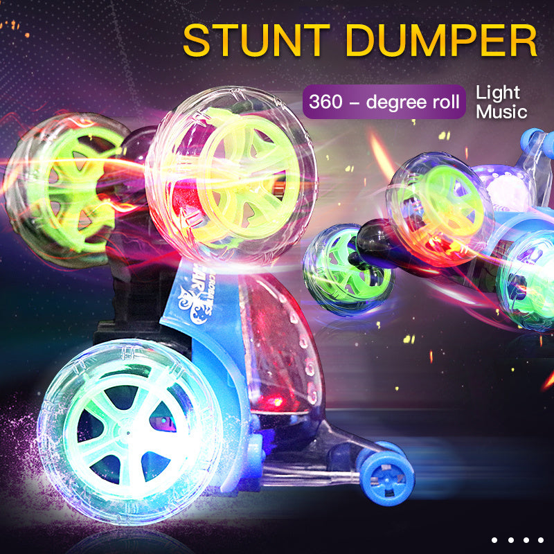 oh my god - 18cm Children's Remote Control Toy Car Large Size 360° Rotating Dumper Car Stunt Car With Lights And Music