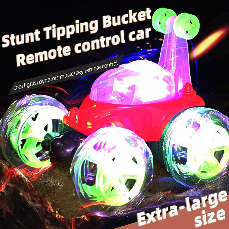 oh my god - 18cm Children's Remote Control Toy Car Large Size 360° Rotating Dumper Car Stunt Car With Lights And Music