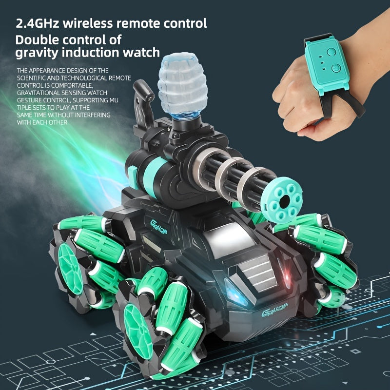 oh my god - 1pc 2.4G Water Bomb RC Tank RC CAR Shoots Toys For Boys- Tracked Vehicle Remote Control War Tanks- Radiocontrol Birthday Gifts Holiday Gifts Memorial Day Gift With Tail Gas Spray Ambient Light