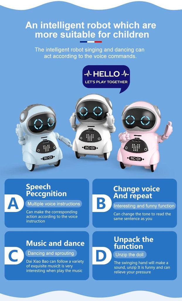 oh my god - Pocket RC Robot Talking Interactive Dialogue Voice Recognition Record Singing Dancing Telling Story Mini RC Robot Toys Gift