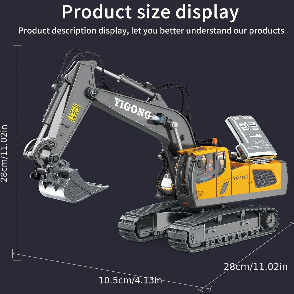 oh my god - 2.4G Remote Control- High Tech 11 Channels RC Excavator Dump Trucks Bulldozer Alloy Plastic Engineering Vehicle Electronic Toys For Boy Gifts