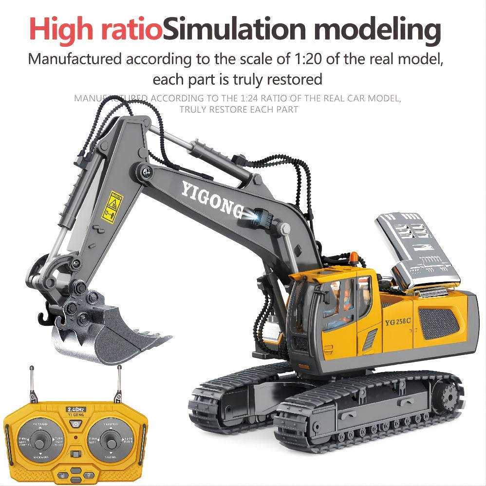 oh my god - 2.4G Remote Control- High Tech 11 Channels RC Excavator Dump Trucks Bulldozer Alloy Plastic Engineering Vehicle Electronic Toys For Boy Gifts