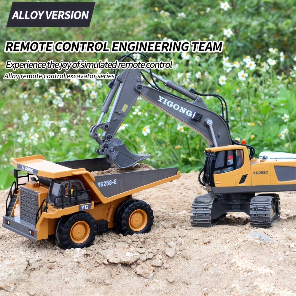 oh my god - 2.4G Remote Control- High Tech 11 Channels RC Excavator Dump Trucks Bulldozer Alloy Plastic Engineering Vehicle Electronic Toys For Boy Gifts