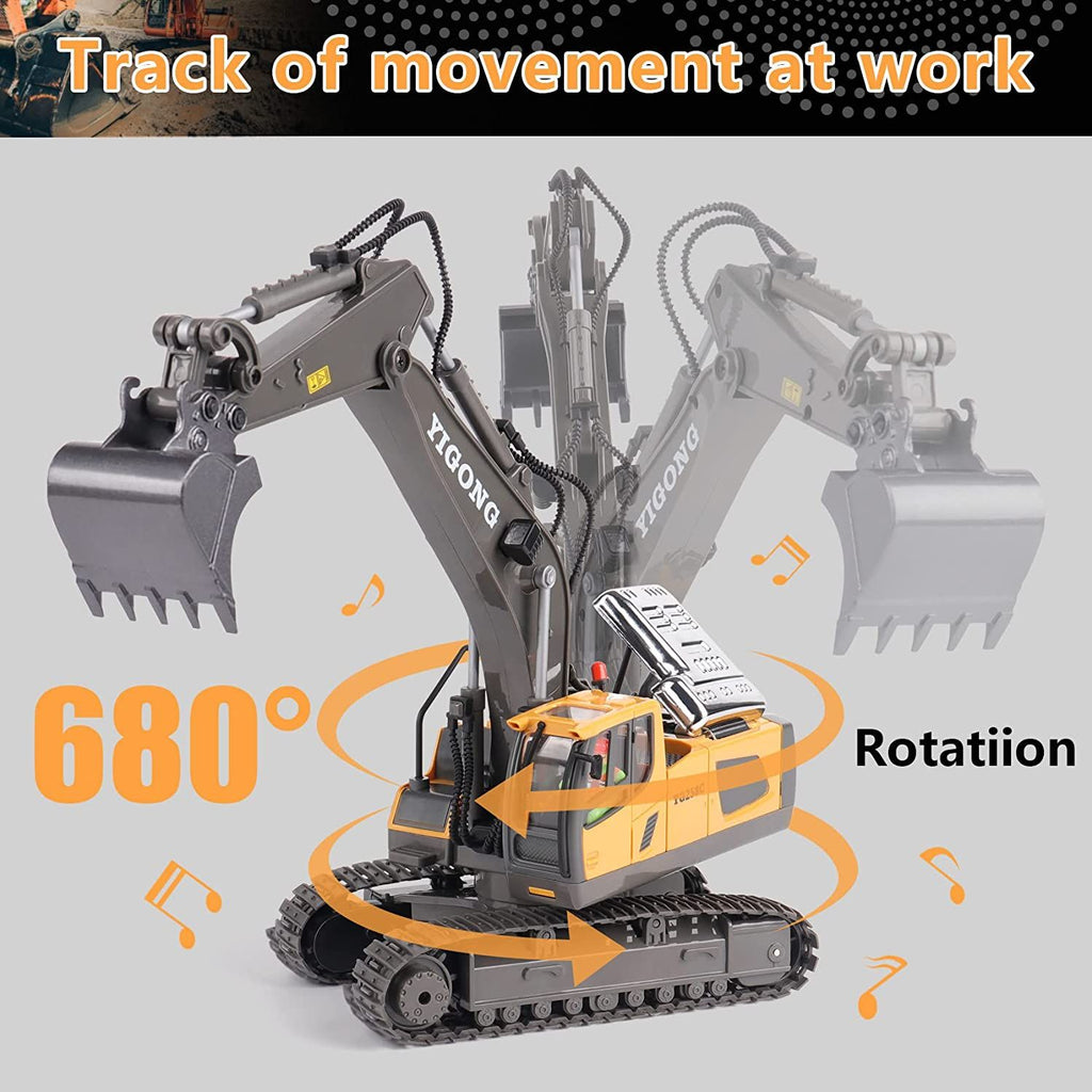oh my god - Remote Control Excavator Toy RC Construction Engineering Vehicles with Light Music; Gifts for Kids