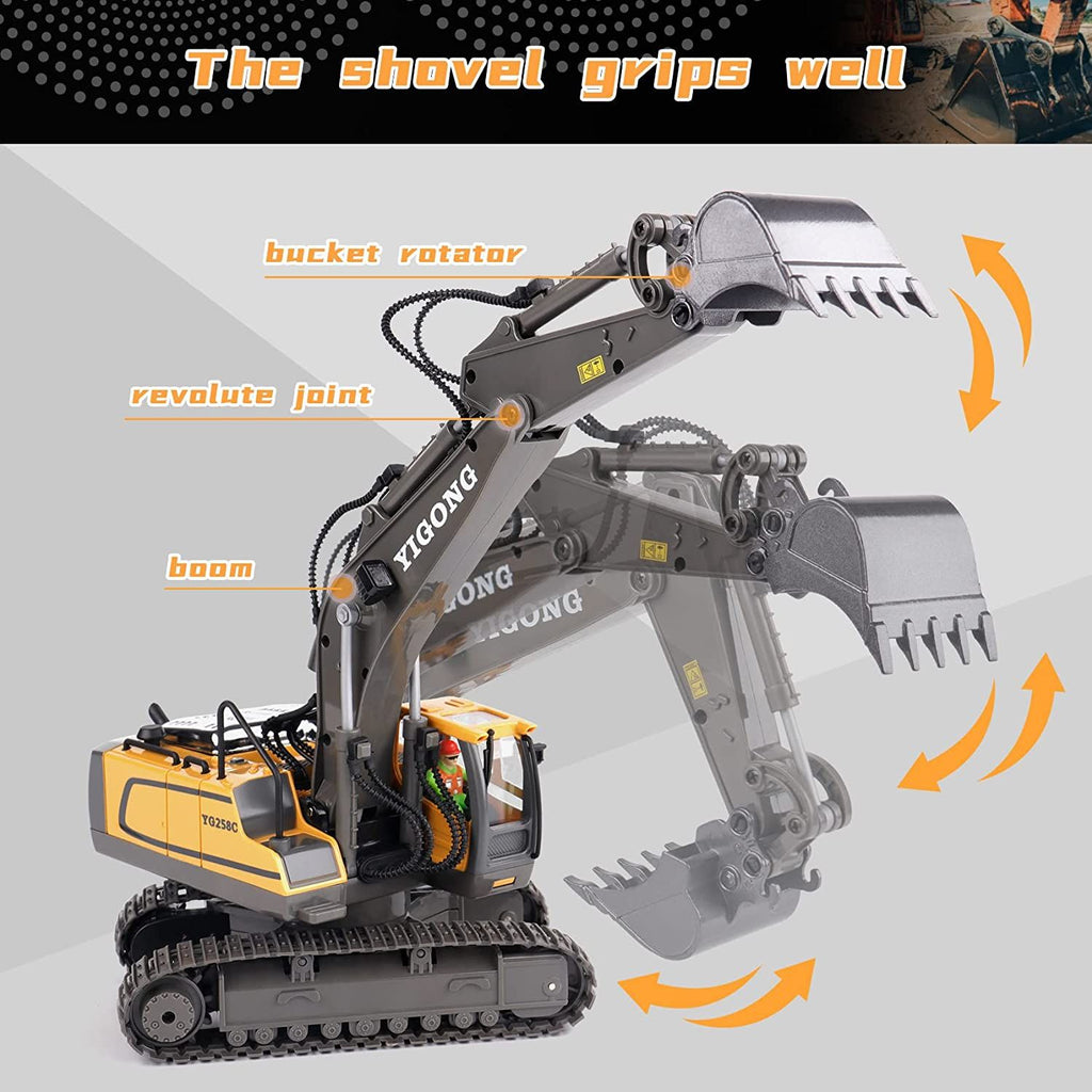 oh my god - Remote Control Excavator Toy RC Construction Engineering Vehicles with Light Music; Gifts for Kids