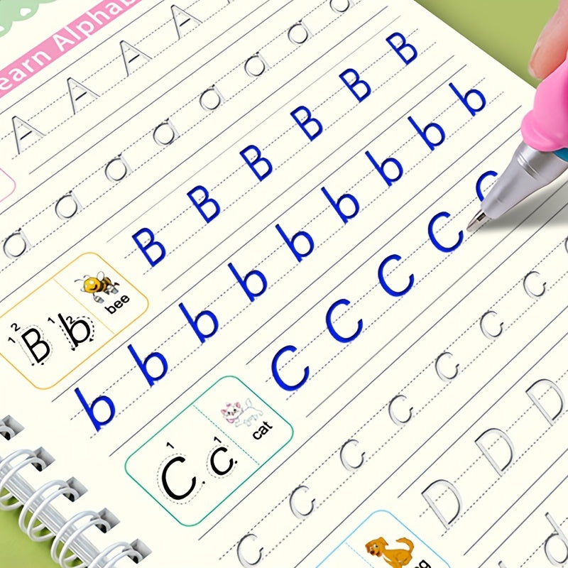 oh my god - 4pcs/set Kindergarten School Supplies; Children Fadeable Practice Copybook; Puzzle Science And Education Reusable Calligraphy Handwriting Textbook