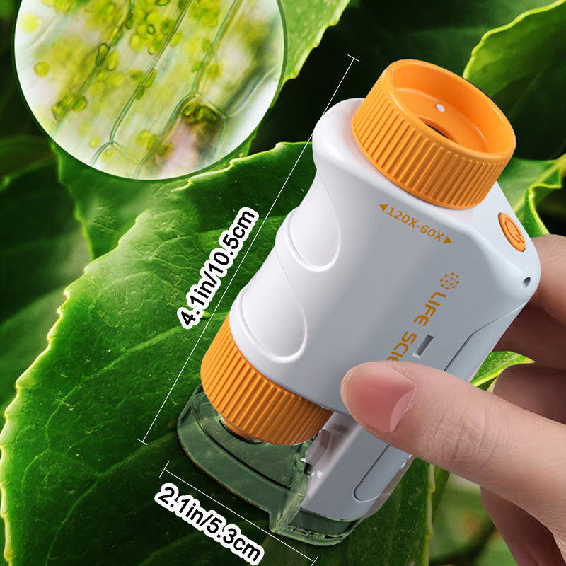 oh my god - Handheld Microscope Set With LED Light 60X-120X Home School Kids Biological Science Educational Toys STEM Gifts