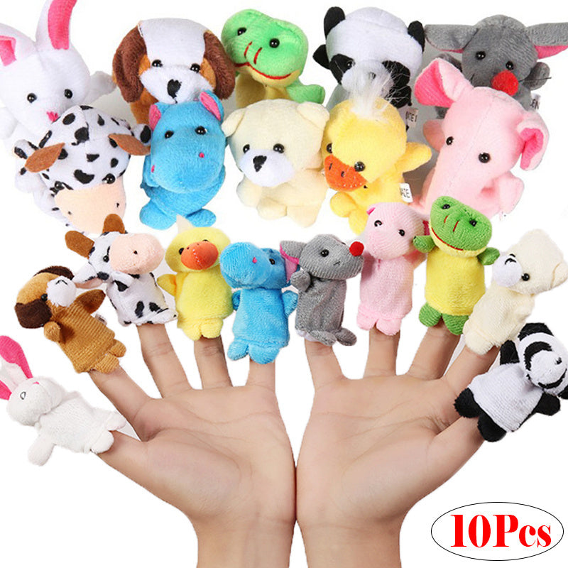 oh my god - 10pcs/set Cute Finger Puppets Baby Mini Plush Toys- Kids Educational Finger Toy Cartoon Animals Plush Doll Children Figures Gifts