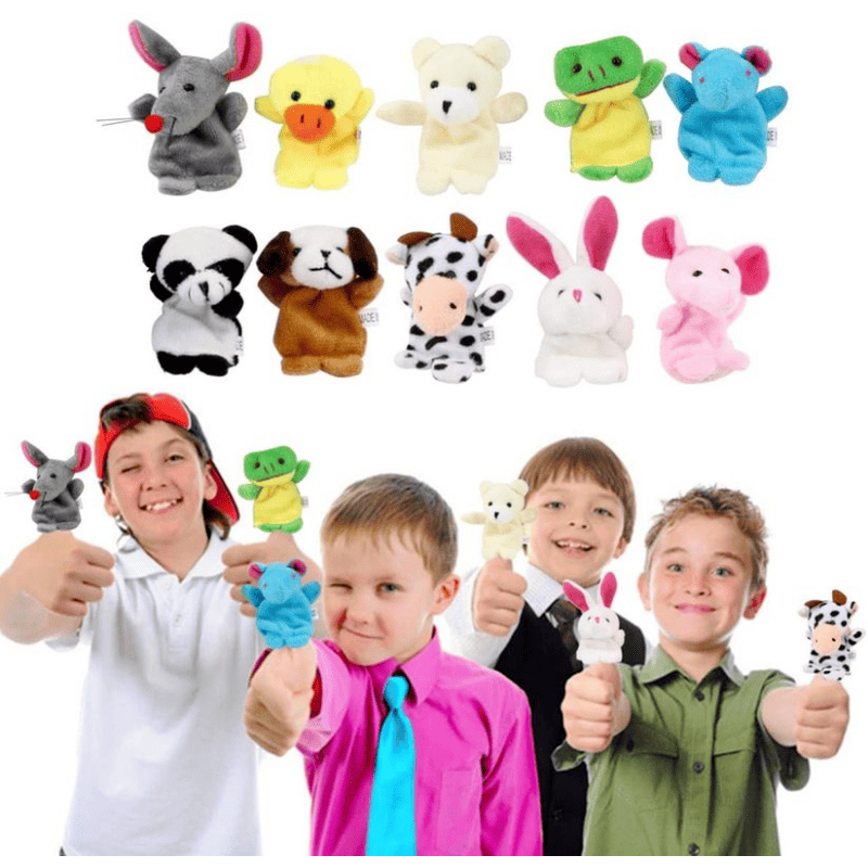 oh my god - 10pcs/set Cute Finger Puppets Baby Mini Plush Toys- Kids Educational Finger Toy Cartoon Animals Plush Doll Children Figures Gifts