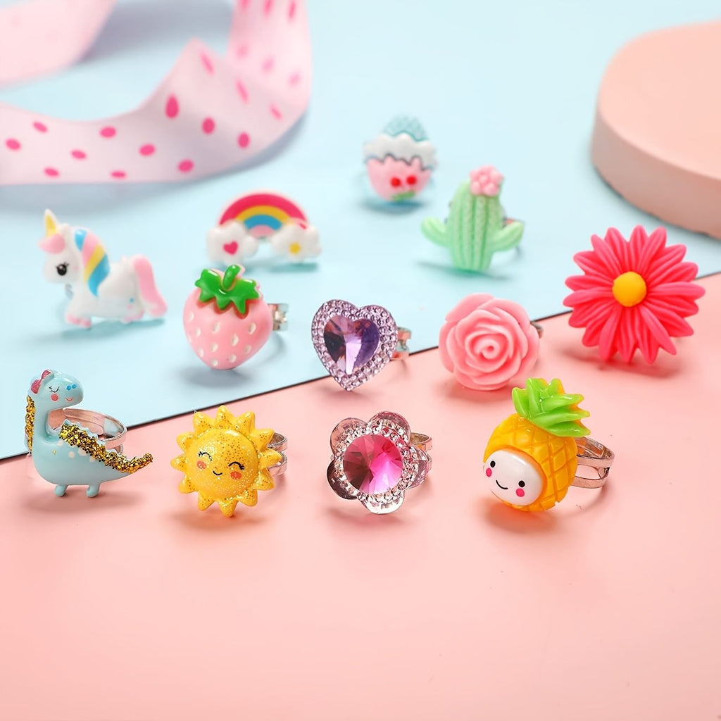 oh my god - PinkSheep Little Girl Jewel Rings In Box- Adjustable- No Duplication- Girl Pretend Play And Dress Up Rings (24 Lovely Ring)