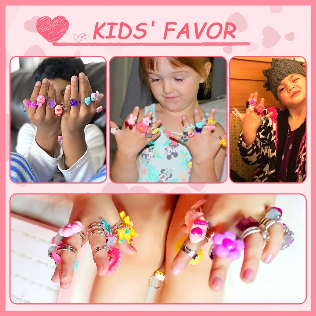 oh my god - PinkSheep Little Girl Jewel Rings In Box- Adjustable- No Duplication- Girl Pretend Play And Dress Up Rings (24 Lovely Ring)
