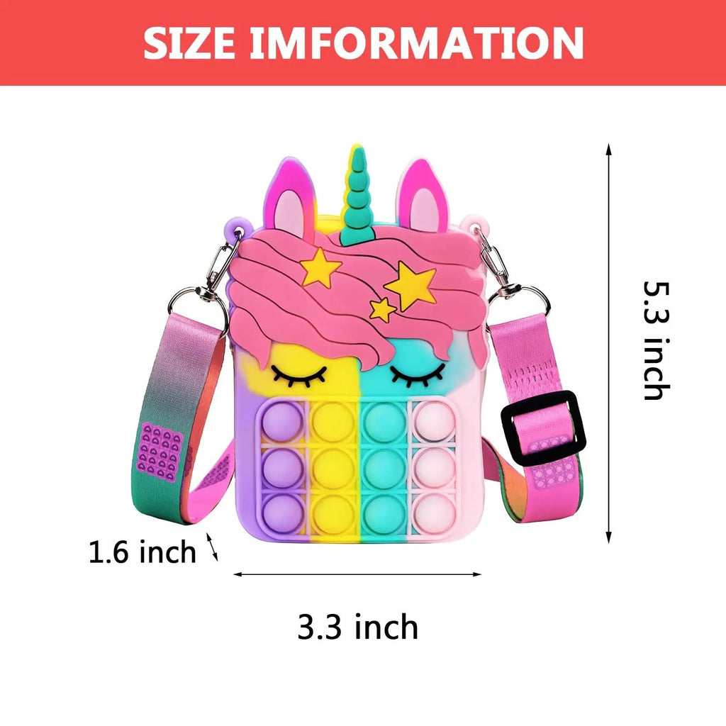 oh my god - Girl And Women's Unicorn Pop Purse Pop Bag With Unicorn Pop Toy; Shoulder Bag Fidget Toys Pop Fidget Backpack