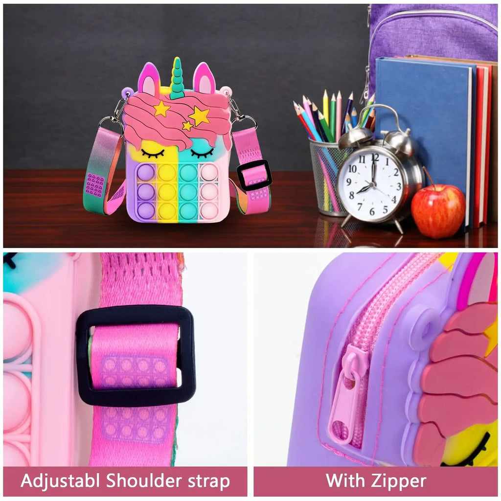 oh my god - Girl And Women's Unicorn Pop Purse Pop Bag With Unicorn Pop Toy; Shoulder Bag Fidget Toys Pop Fidget Backpack