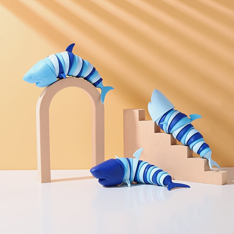 oh my god - Fidget Slug Toy- 3D Articulated Stretch Shark Stress Reliever Hand Toy- Sensory Fidget Slug Toy For Adults And Kids- Pressure Relieving And Anti-Anxiety Office Desk Toy