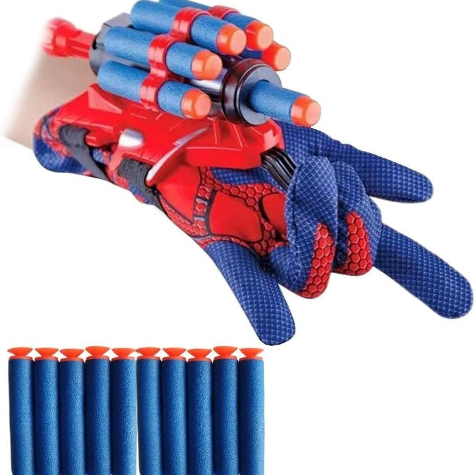 oh my god - Spider Gloves Man Web Shooter Toy For Kids; Kids Plastic Cosplay Launcher Glove Hero Movie Launcher With Wrist Toy Set; Funny Decorate Children Funny Educational Toys Wrist Launcher (15 Darts)