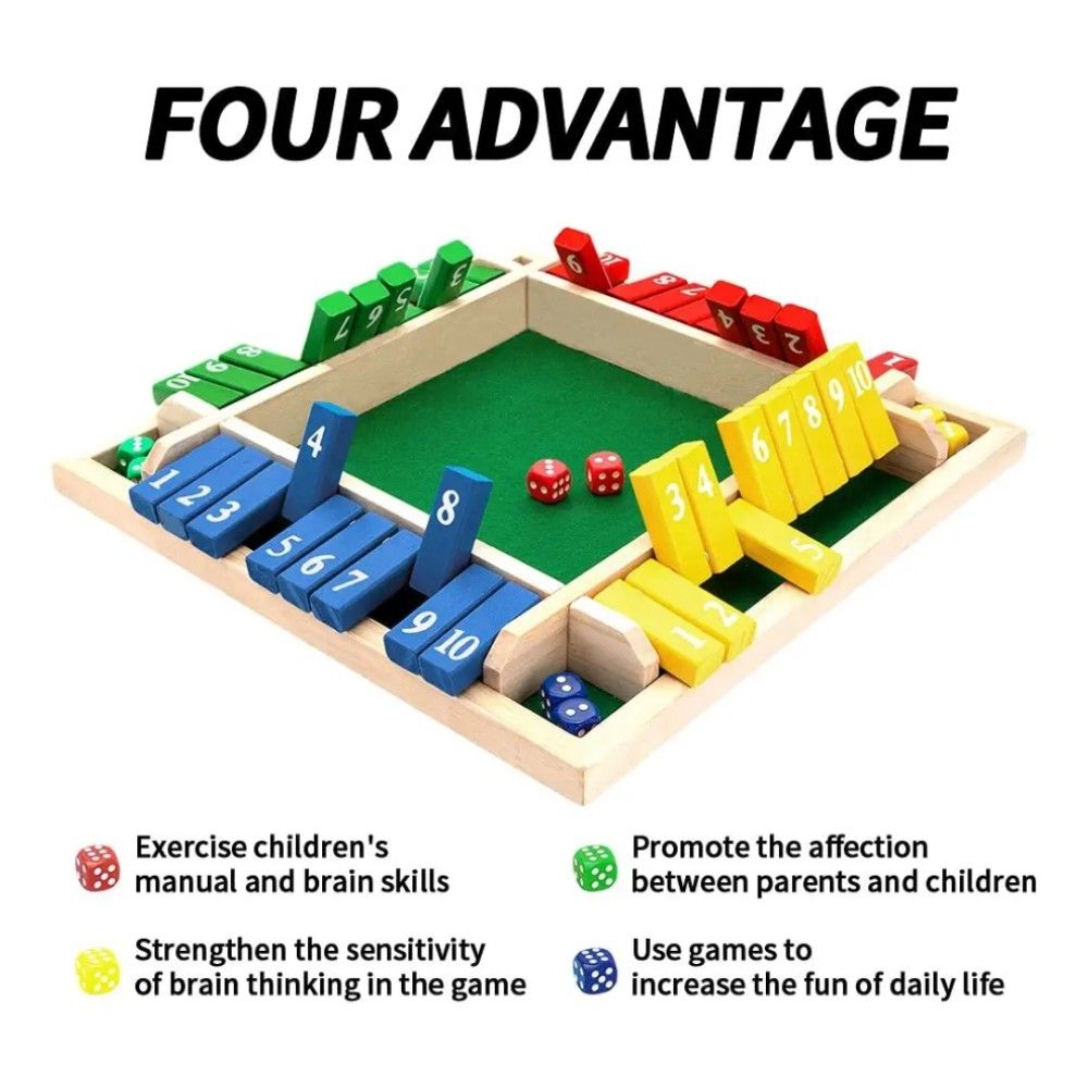 YYDS - Shut The Box Game; Wooden Board Dice Games For Adults And Kids 2-4 Player Family Classics Tabletop Version Games For Classroom; Party; Home