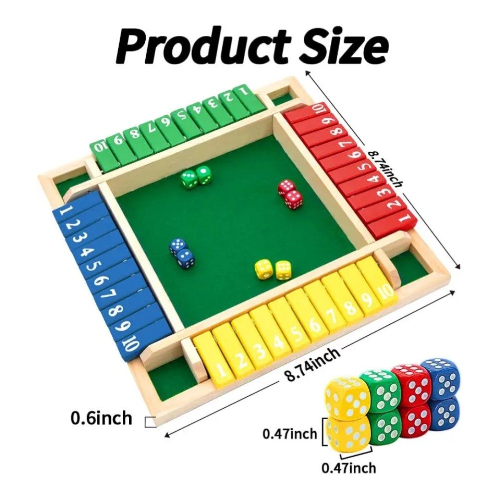 YYDS - Shut The Box Game; Wooden Board Dice Games For Adults And Kids 2-4 Player Family Classics Tabletop Version Games For Classroom; Party; Home