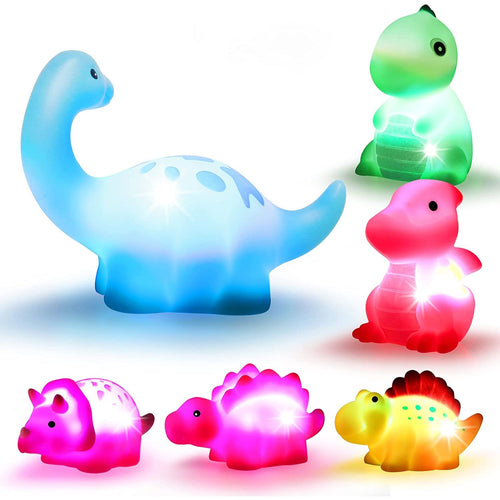 YYDS - 6 Pcs/Pack Dinosaur Bath Toys Light-UpFloating Bath Toys Set For Baby Toddlers Kids; Birthday Easter Christmas Shower Pool Bath Toys; Boys Girls Children Preschool Bathtub Bathroom Toy