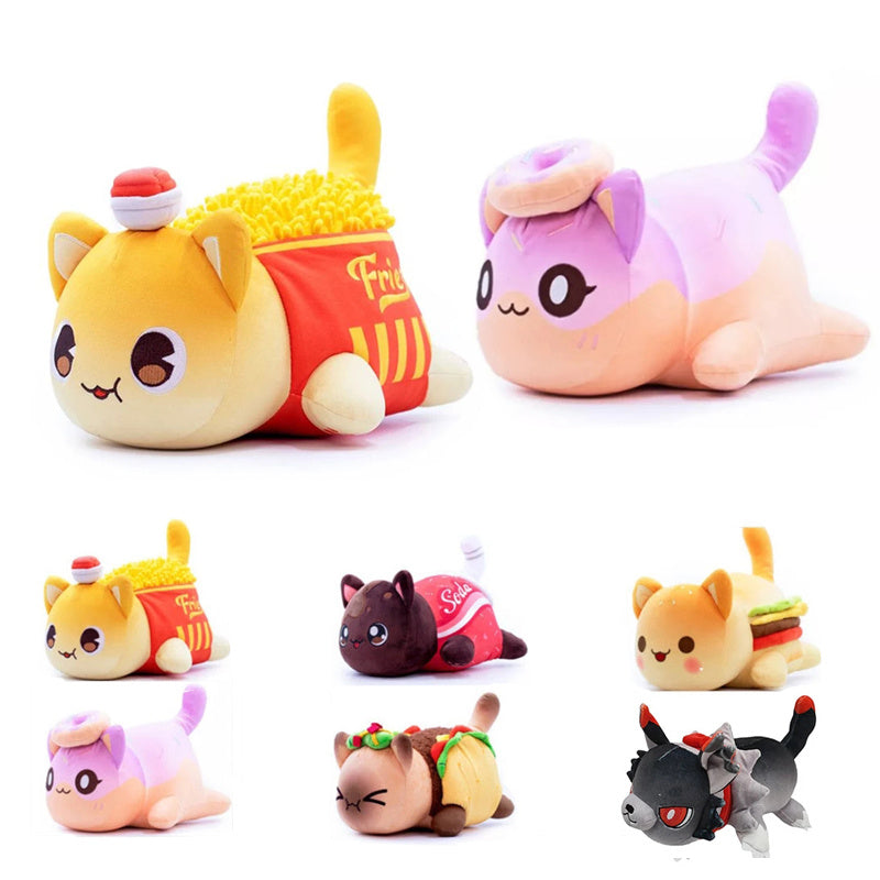 YYDS - Meemeow Aphmau Plush Meemeows Food Cats Plushie Bunle Ahpmau French Fries Burger Pillow Plush Toys Kawaii Cute Plushy Cats Doll