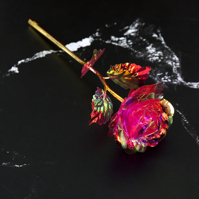 Department Store - 2Pcs Realistic 24K Golden Foil Rose Gold Rose Gold Foil Holiday Golden Plated Rose Mother's Day Professor's Day Easter Valentine's Day Birthday Gift Length 25cm/10in. Flower Diameter 8 Cm/3 Inches